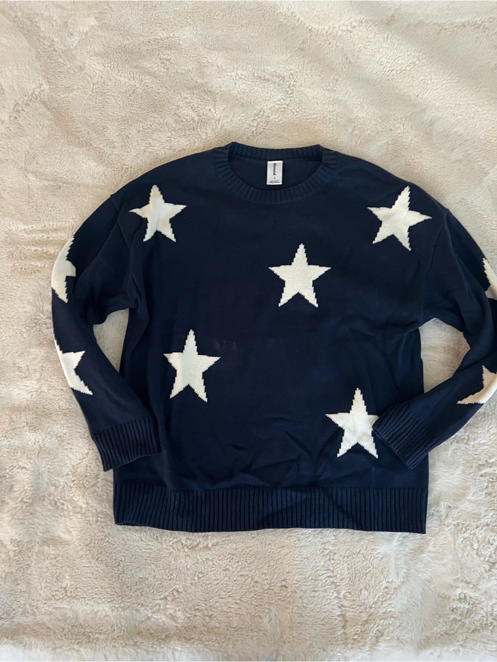 Abound Navy Crewneck Sweater with White Stars Pattern